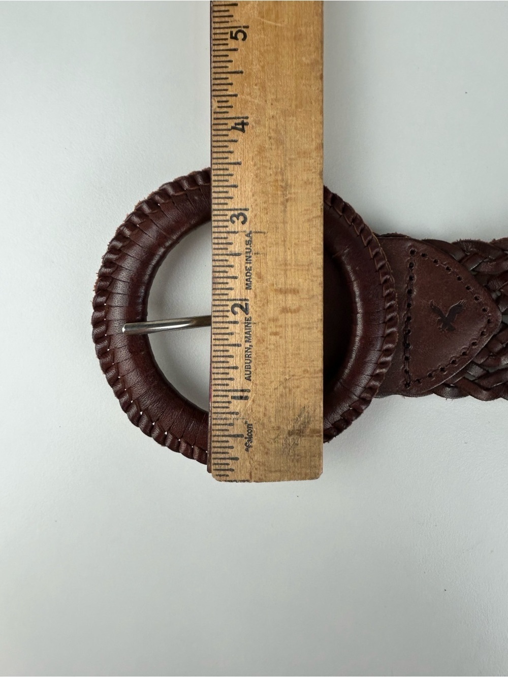 American Eagle Outfitters Braided Leather Belt in Dark Brown with Round Buckle - Picture 5 of 6